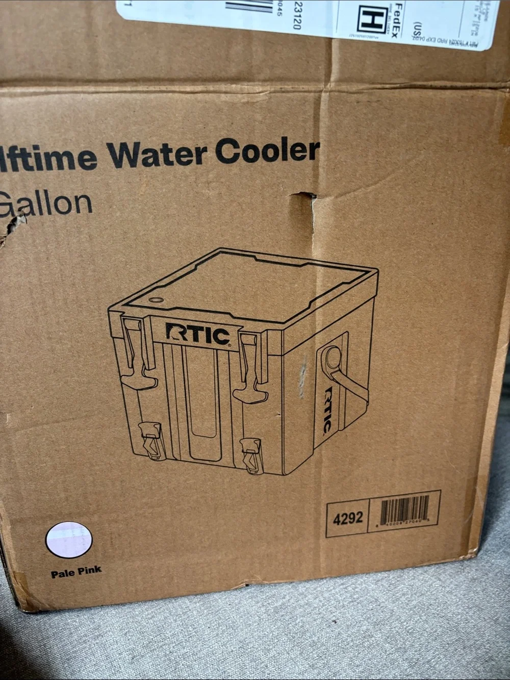 New RTIC halftime water cooler drink dispenser 3 gallon pale pink